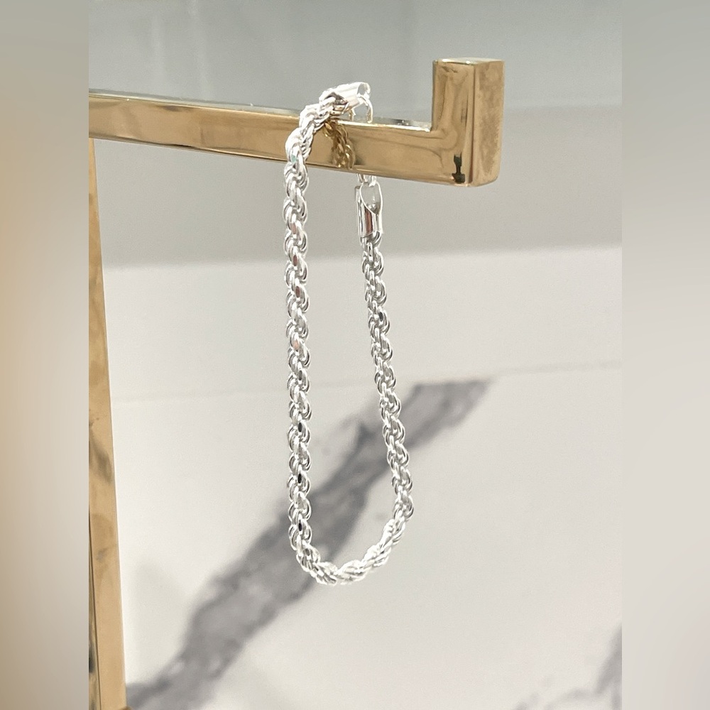 Sterling Silver 925 Braided Bracelet Made in Italy
